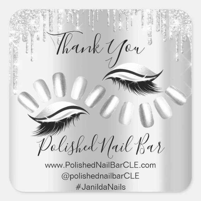 Sticker Carré Merci Lecteurs À Clou À Clou Gris Argent (Devant)