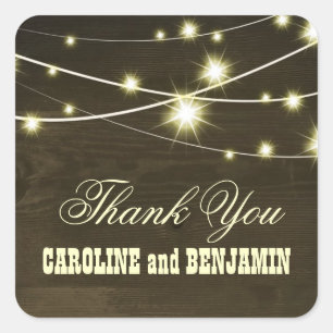 Sticker Carré merci mariage campagnard de lampes rustiques