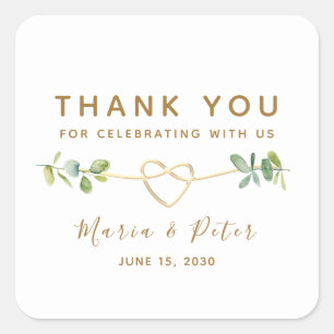 Sticker Carré Merci Mariage Eucalyptus Favoriser