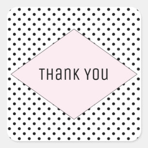 Sticker Carré Merci Mariage Pois rose moderne