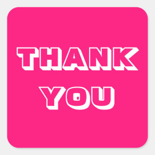 Sticker Carré Merci, Merci, rose fuchsia blanc