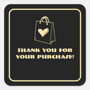 Sticker Carré Merci minimaliste pour votre achat Golden