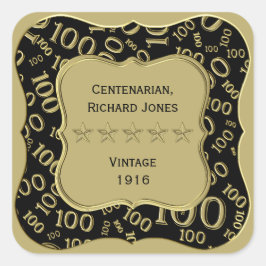 Sticker Carré Merci : Motif 100e numéro Gold/Black Bracket