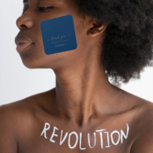 Sticker Carré Merci Nom Blue Navy MinimalIsm Boutique Shop