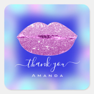Sticker Carré Merci Nom Sweet16th Royal Blue Rose Lips
