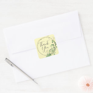 Sticker Carré Merci Pastel Vert Jaune Wreath