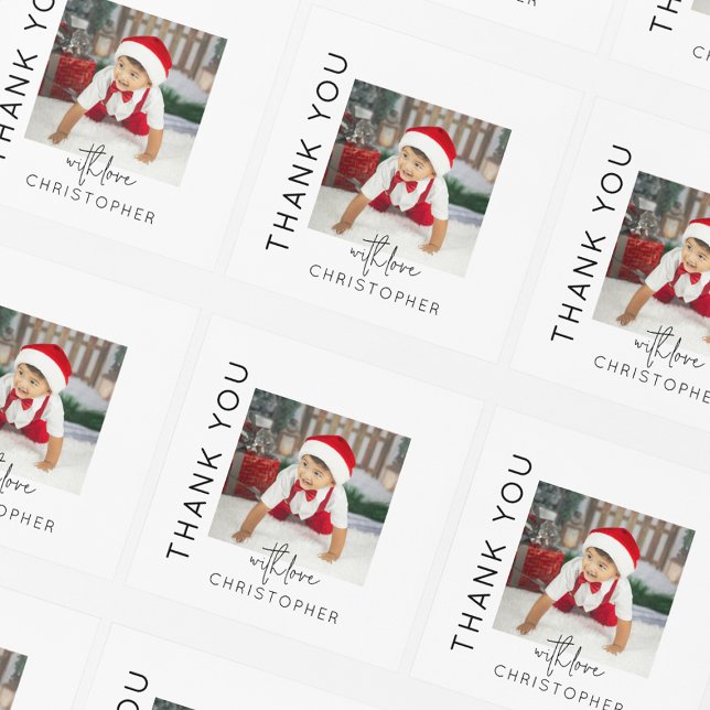 Sticker Carré Merci photo pour enfants (Créateur téléchargé)