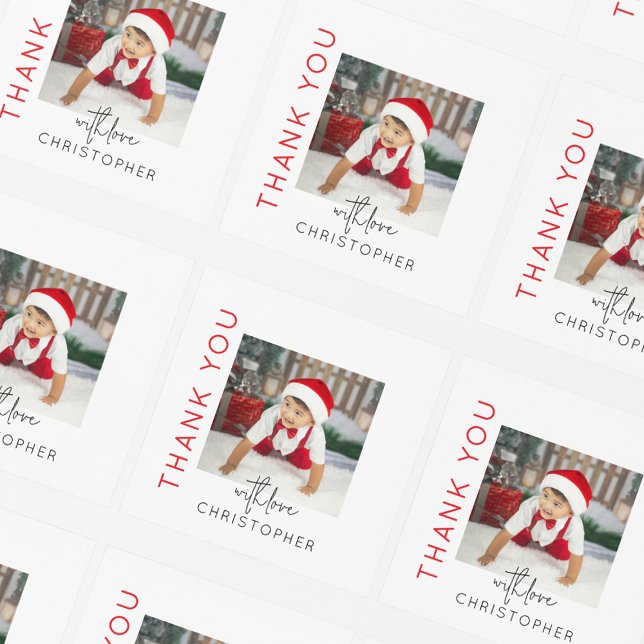 Sticker Carré Merci photo pour enfants (Créateur téléchargé)