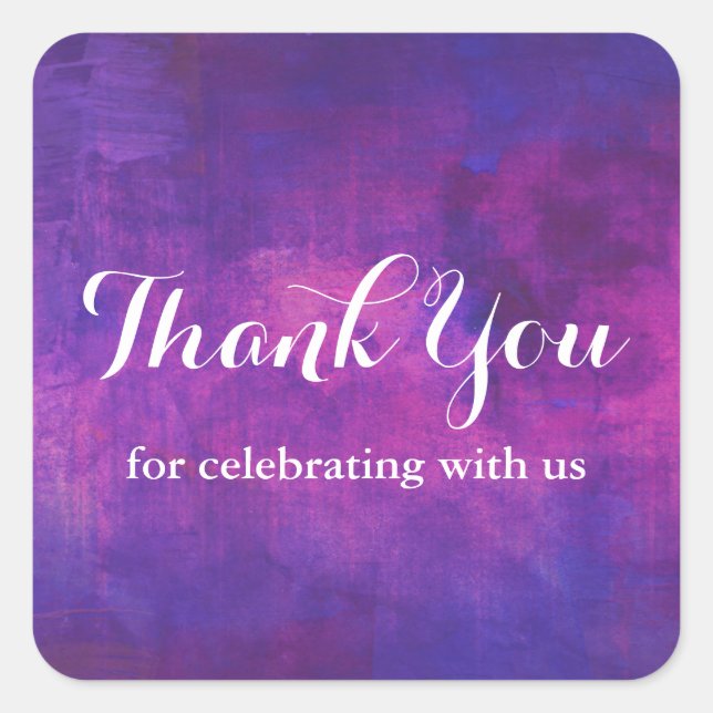 Sticker Carré Merci Pour Célébrer Avec Nous Aquarelle (Devant)