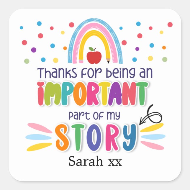 Sticker Carré Merci pour être dans mon histoire | Badge (Devant)