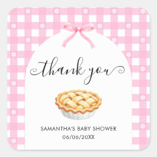 Sticker Carré Merci pour la Baby Shower Pink Coquette Pie