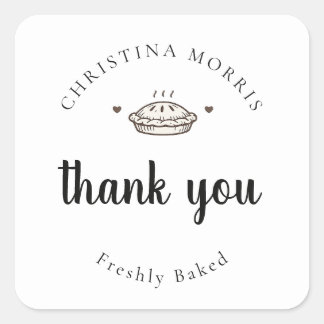 Sticker Carré Merci pour la tarte de boulangerie personnalisée e