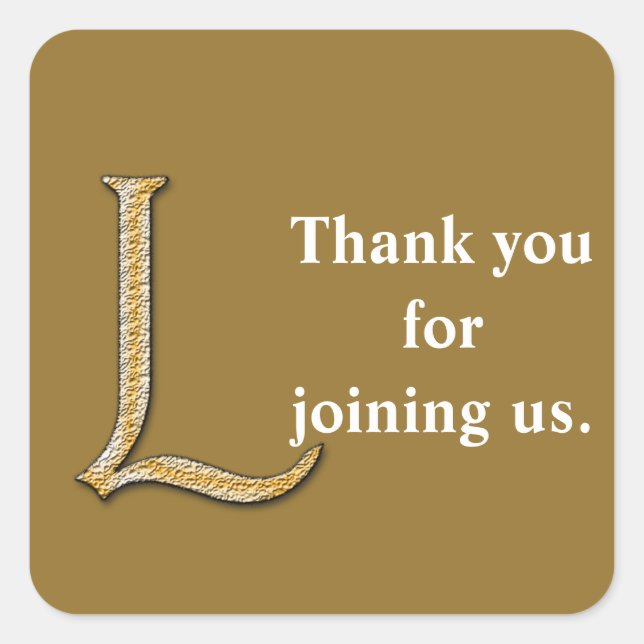 Sticker Carré Merci pour nous rejoindre Gold Silver Monogram L (Devant)