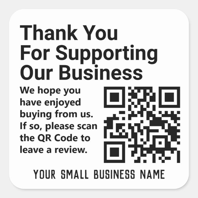 Sticker Carré Merci pour soutenir notre entreprise QR Code sur u (Devant)