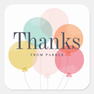 Sticker Carré Merci pour un bouquet de ballons moderne