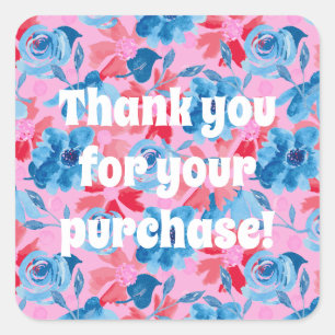 Sticker Carré Merci pour votre achat Bold Floral