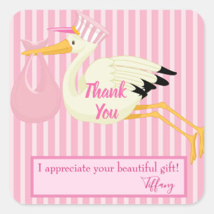 Sticker Carré Merci pour votre cadeau baby shower