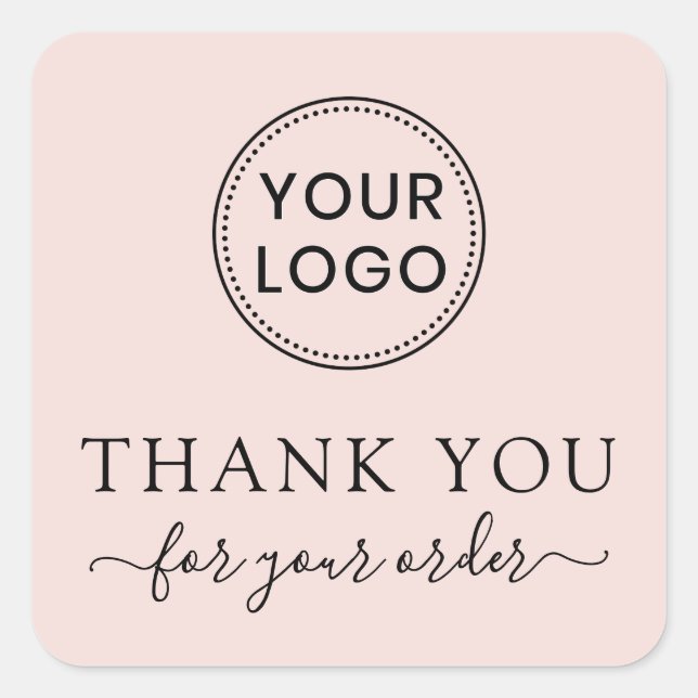 Sticker Carré Merci pour votre commande blush rose merci (Devant)