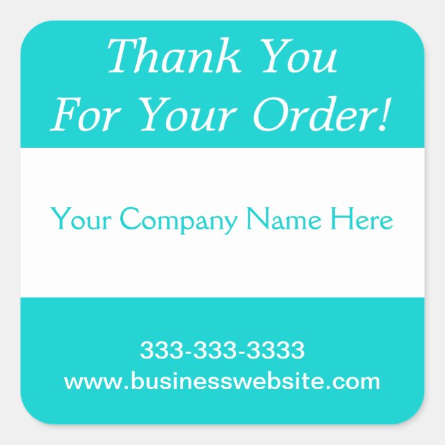 Sticker Carré Merci Pour Votre Commande Business Turquoise Strip (Devant)