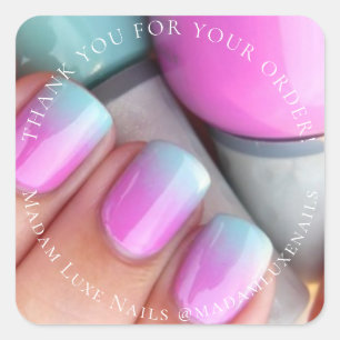Sticker Carré Merci Pour Votre Commande Luxe Nails Grey Carré