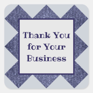 Sticker Carré Merci pour votre entreprise Blue Mosaic Diamond