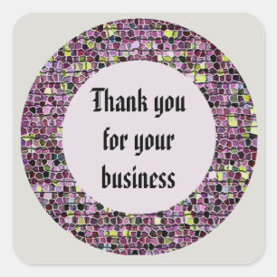 Sticker Carré Merci Pour Votre Entreprise Pink Mosaic Client