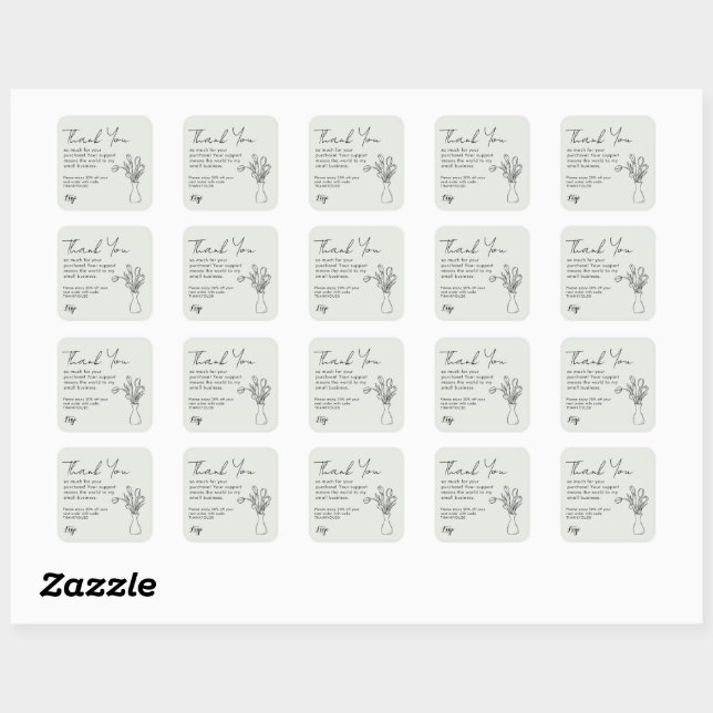 Sticker Carré Merci pour votre petit Carte de visite d'achat | (Feuille)