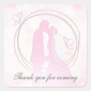 Sticker Carré Merci Romantique Dreamtic Mariage rose couple