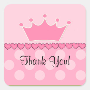 Sticker Carré Merci rose Princesse Crown!
