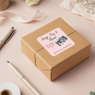 Sticker Carré Merci Snap, Tag & Share Chic Aquarelle Caméra