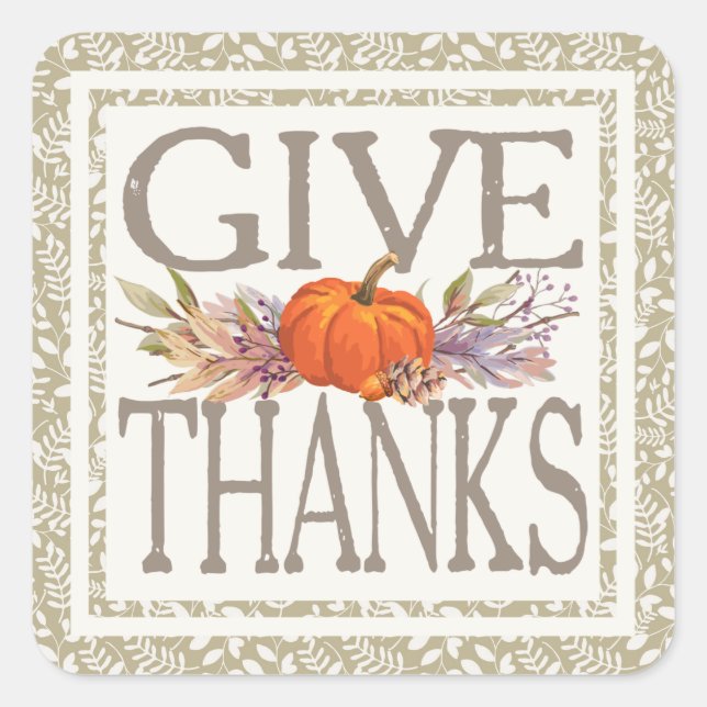 Sticker Carré Merci. | Thanksgiving d'automne (Devant)