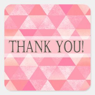 Sticker Carré Merci triangles géométriques peony rose mauve