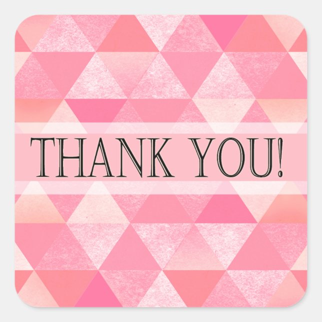 Sticker Carré Merci triangles géométriques | peony rose mauve (Devant)