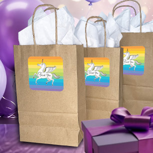 Sticker Carré Merci Unicorne Rainbow Stripes