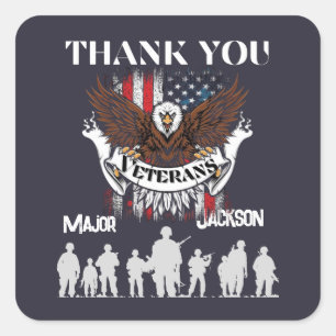 Sticker Carré Merci us, hommage commémoratif des anciens combatt