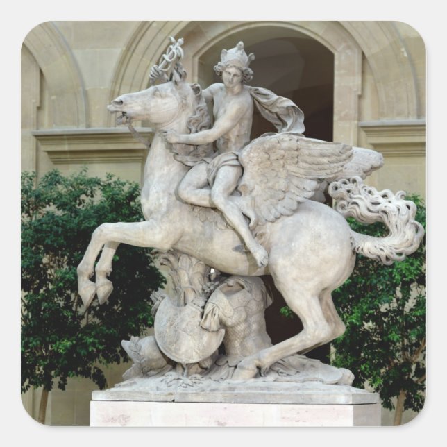 Sticker Carré Mercure équitation Pegasus (Devant)