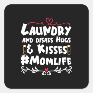 Sticker Carré Mère Blanchisserie Cadeaux Baisers Maman Vie