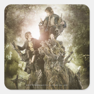 Sticker Carré Merry and Peregrin on Treebeard