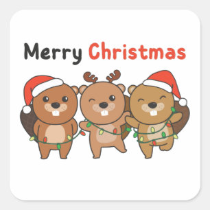 Sticker Carré Merry Christmas