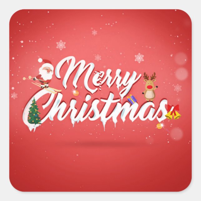 Sticker Carré Merry christmas (Devant)