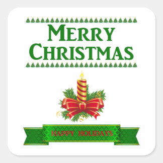 Sticker Carré Merry Christmas Candle (grn/rouge)