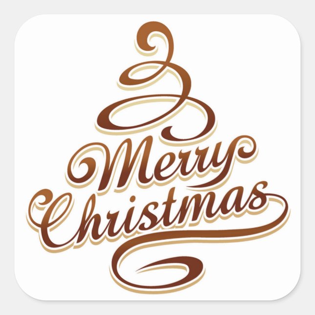 Sticker Carré Merry Christmas - Christmas Tree (Devant)