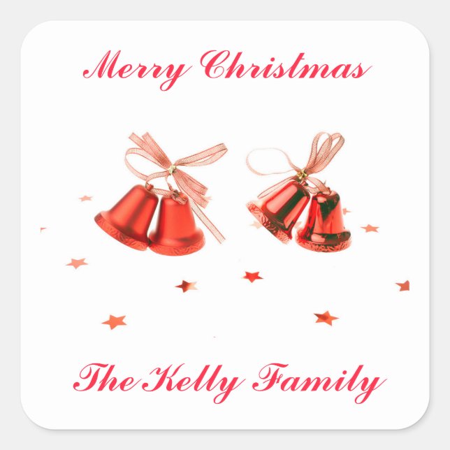 Sticker Carré Merry Christmas Red Bells decoration (Devant)