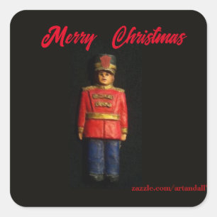 STICKER CARRÉ MERRY CHRISTMAS TOILE SOLDIER