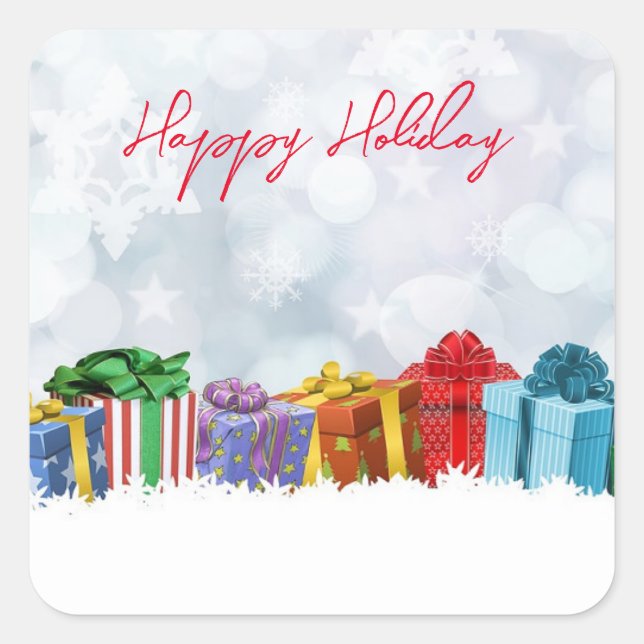 Sticker Carré Merveilleux, Cadeaux De Noël (Devant)