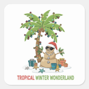 Sticker Carré Merveilleux Noël Tropical Drôle de Noël