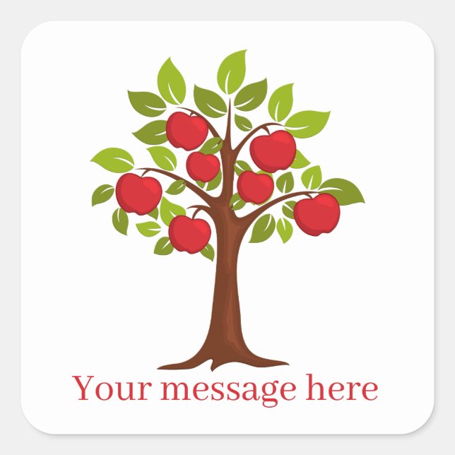 Sticker Carré Message d'ajout de nom dans l'arbre des pommes (Devant)