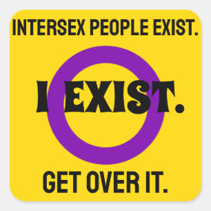 Sticker Carré Message d'attaque d'indicateur intersexe Jaune et 