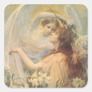 Sticker Carré Message de l'ange par George Swinstead, Art Vintag
