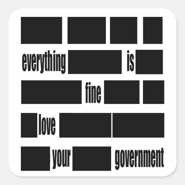 Sticker Carré Message du gouvernement censuré (Devant)
